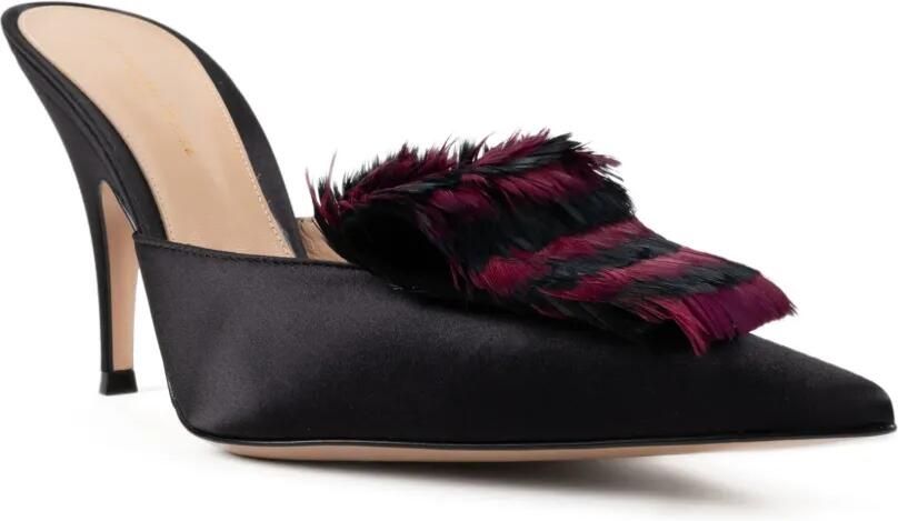 Gianvito Rossi feather-embellished heeled mules Zwart - Foto 2