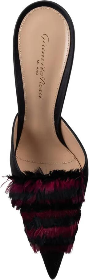 Gianvito Rossi feather-embellished heeled mules Zwart - Foto 4