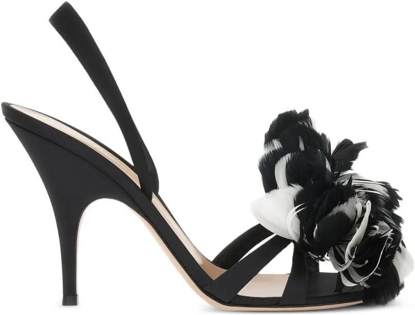 Gianvito Rossi Fenice sandalen verfraaid met veren Zwart