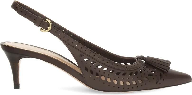 Gianvito Rossi Fes Sling slingback pumps met kwastje Bruin