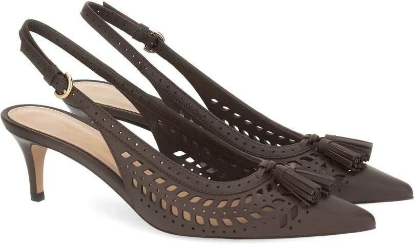 Gianvito Rossi Fes Sling slingback pumps met kwastje Bruin - Foto 4