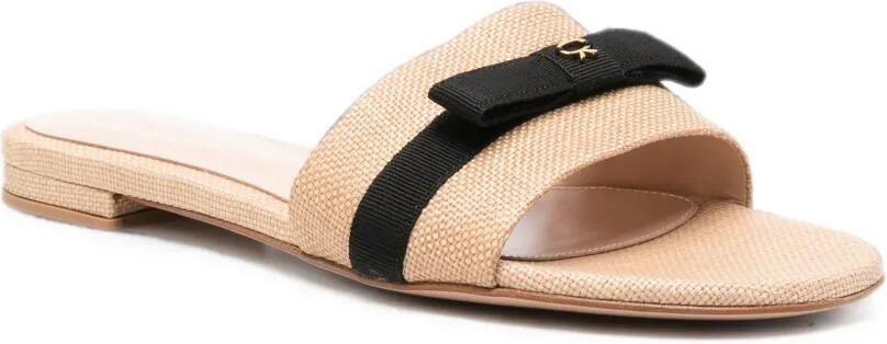 Gianvito Rossi Geweven slippers met strikdetail Beige - Foto 3