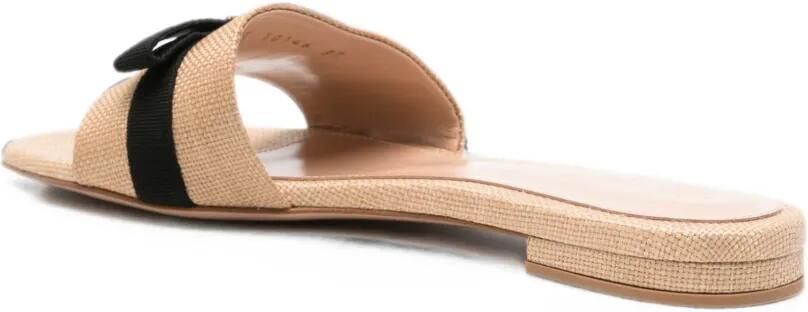 Gianvito Rossi Geweven slippers met strikdetail Beige - Foto 4