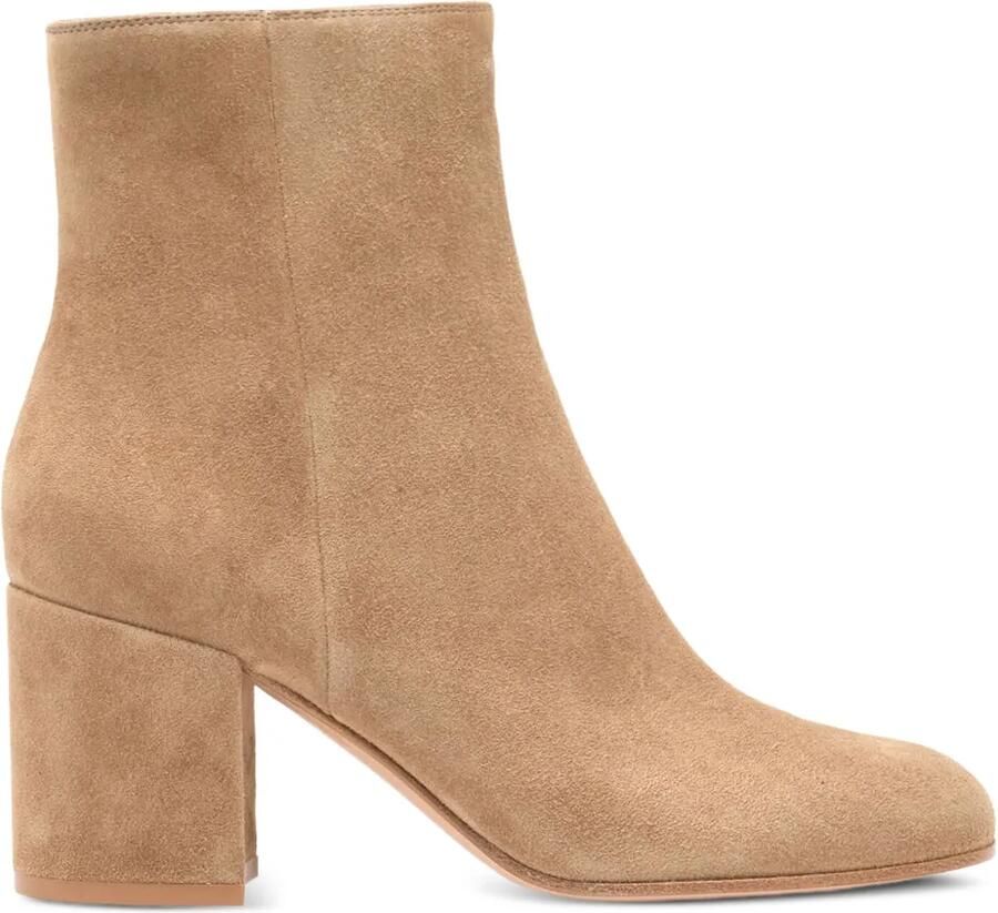 Gianvito Rossi Joelle 70mm suède enkellaarzen met blokhak Bruin