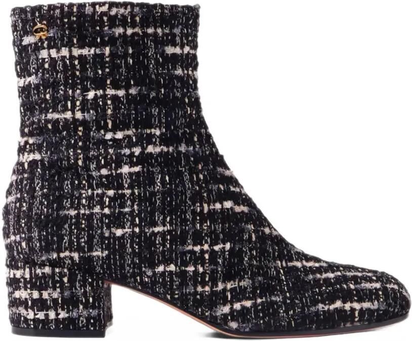Gianvito Rossi Joelle tweed enkellaarzen Zwart