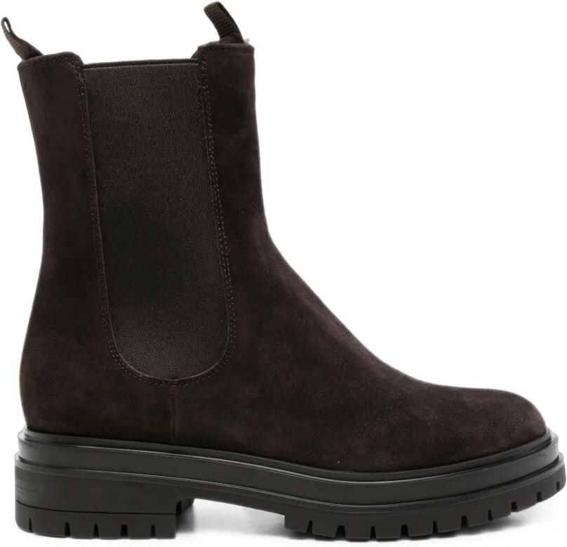 Gianvito Rossi Laarzen met chunky zool Bruin