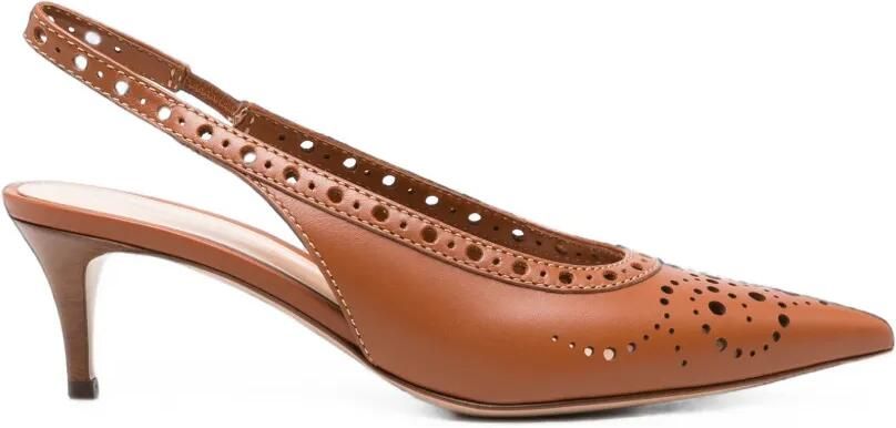 Gianvito Rossi Leren slingback pumps met geperforeerde details Bruin