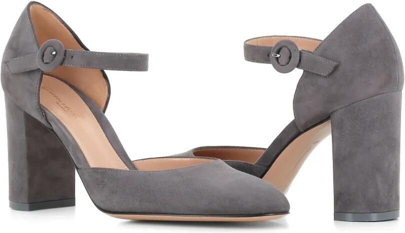 Gianvito Rossi Lisa D'Orsay suède pumps Grijs - Foto 4