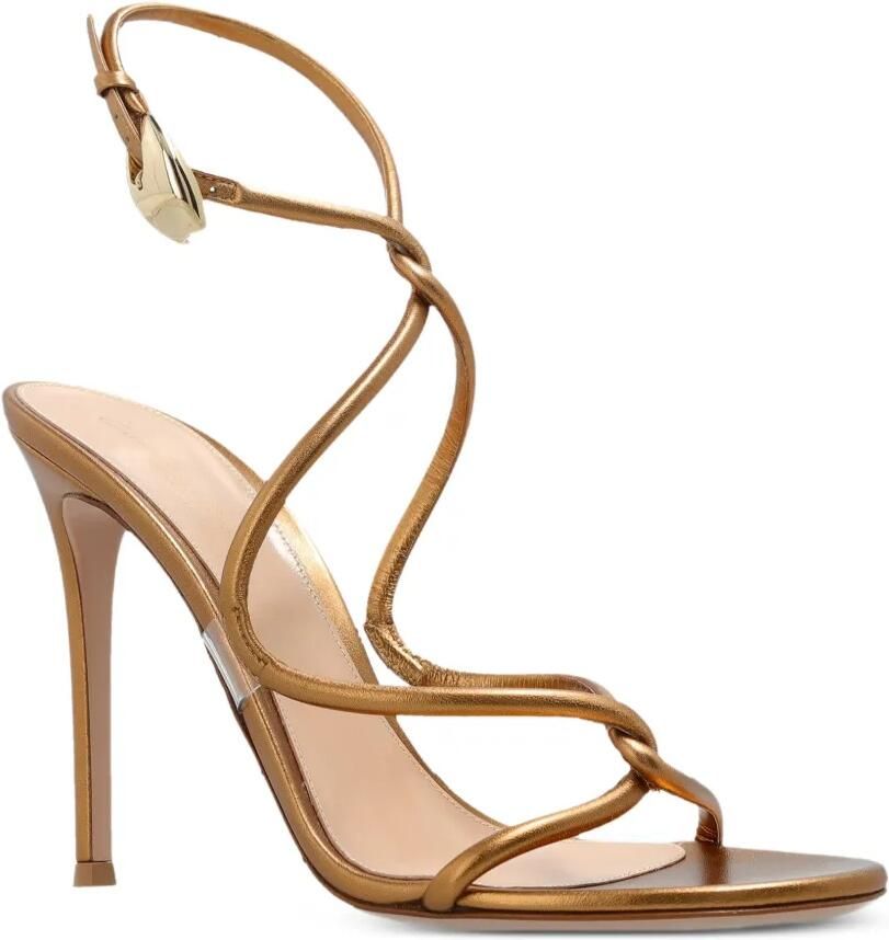Gianvito Rossi Mamba leren sandalen Goud - Foto 3