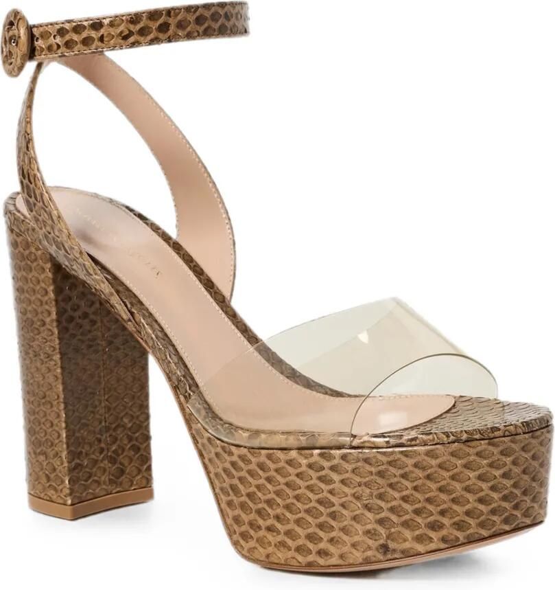 Gianvito Rossi Maya sandalen met plateauzool en slangen-effect Bruin