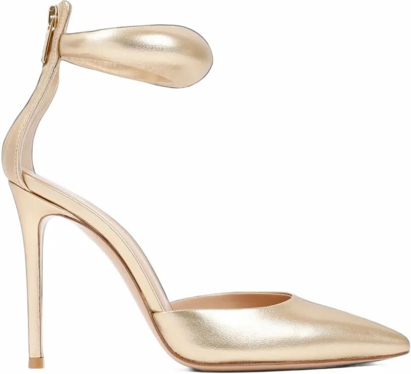Gianvito Rossi metallic ankle-strap pumps Goud