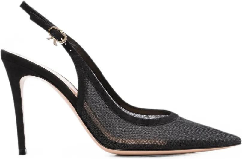 Gianvito Rossi Organza mesh slingback pumps Zwart