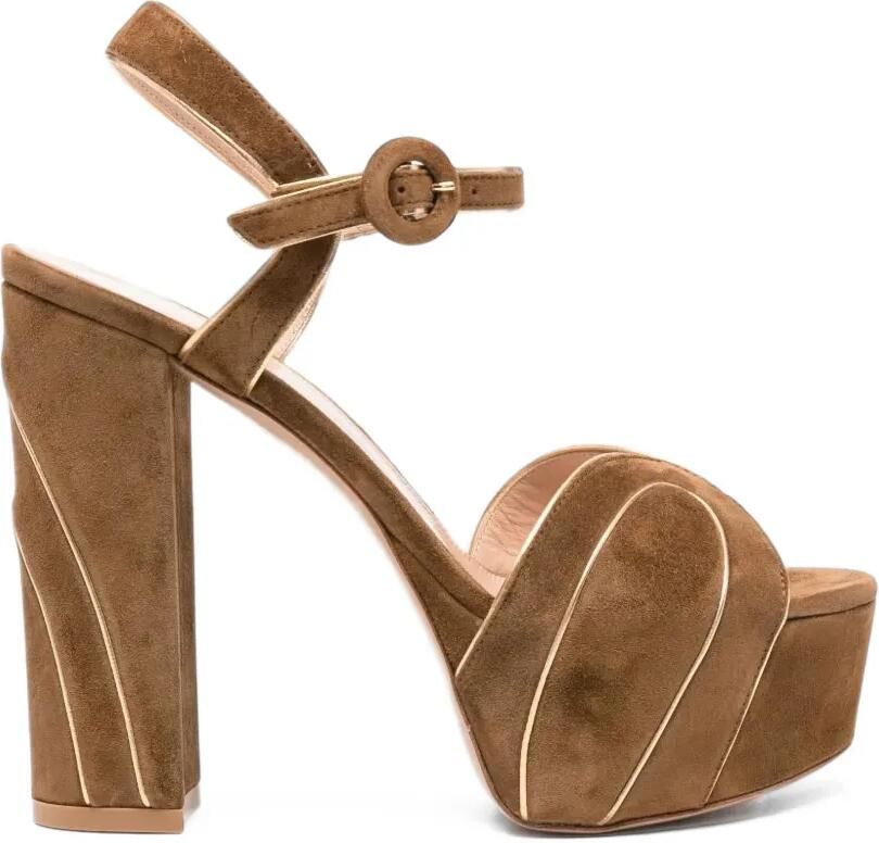 Gianvito Rossi piped suede platform sandals Bruin