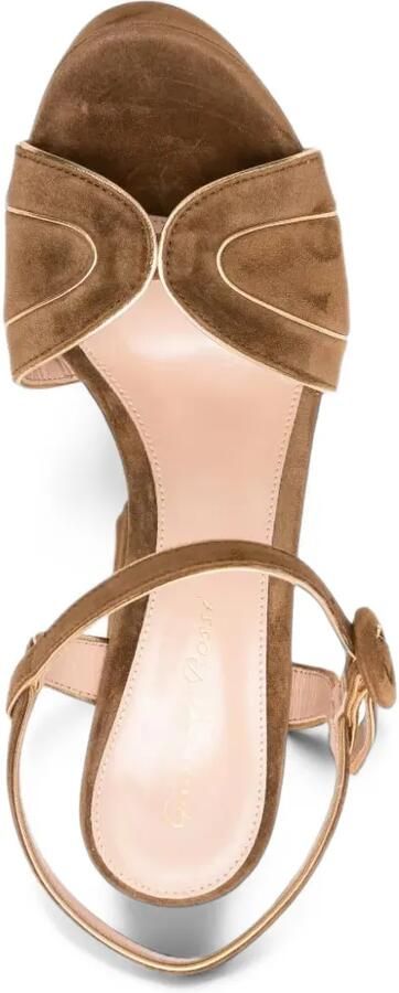 Gianvito Rossi piped suede platform sandals Bruin - Foto 4