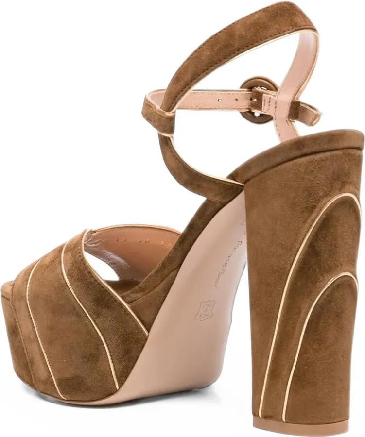 Gianvito Rossi piped suede platform sandals Bruin - Foto 3