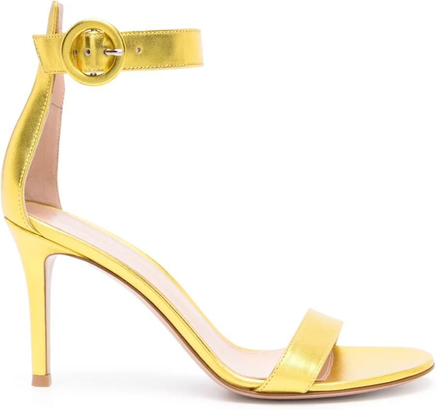 Gianvito Rossi Portofino 85 mm metallic sandalen Geel