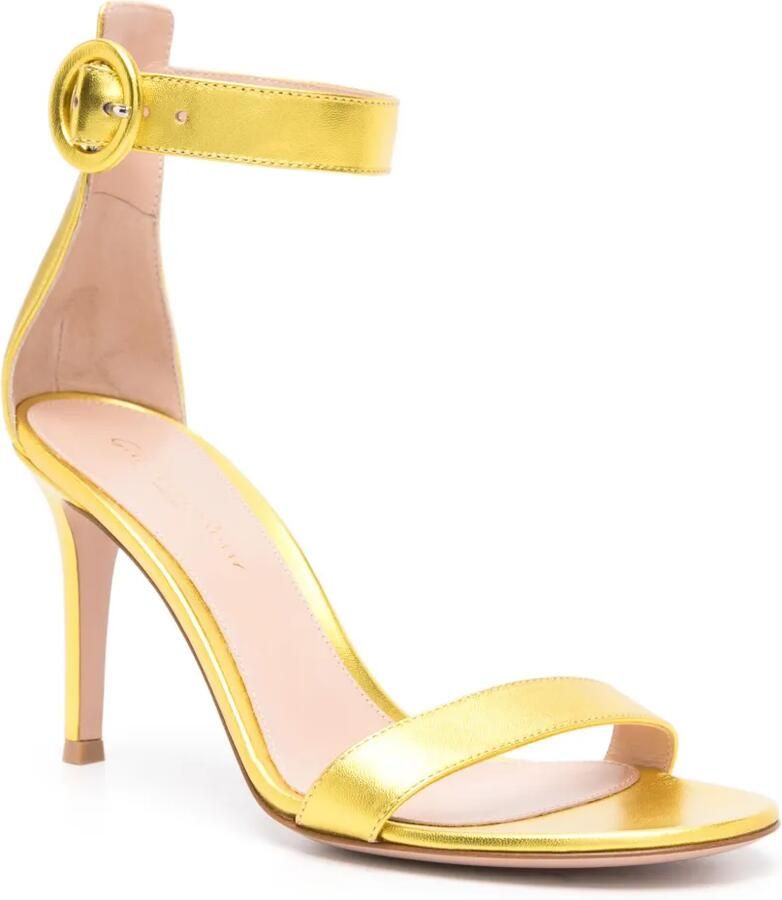 Gianvito Rossi Portofino 85 mm metallic sandalen Geel - Foto 2