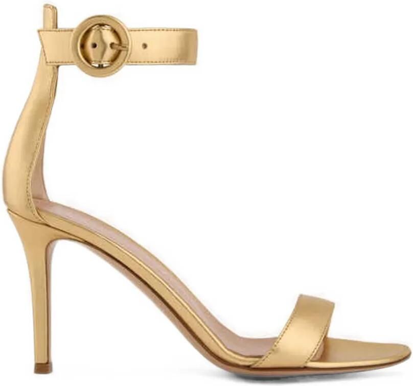 Gianvito Rossi Portofino leren sandalen met metallic-effect Goud