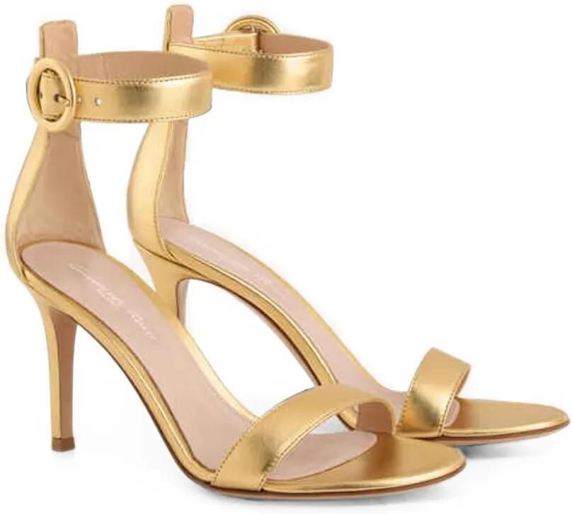 Gianvito Rossi Portofino leren sandalen met metallic-effect Goud - Foto 3