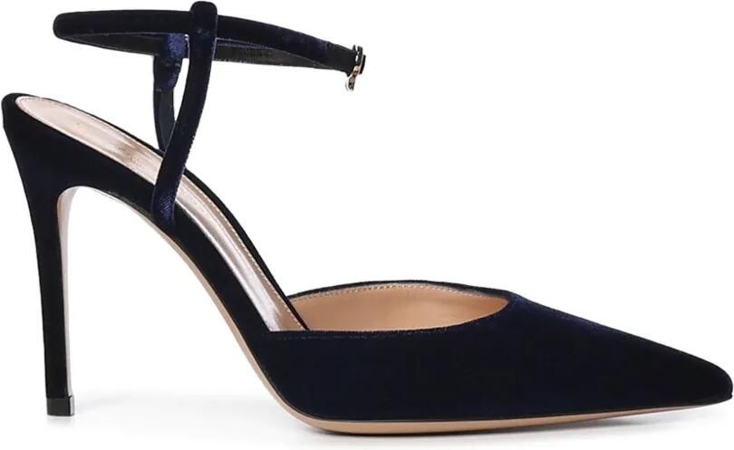 Gianvito Rossi Pumps met enkelbandje en puntige neus Blauw