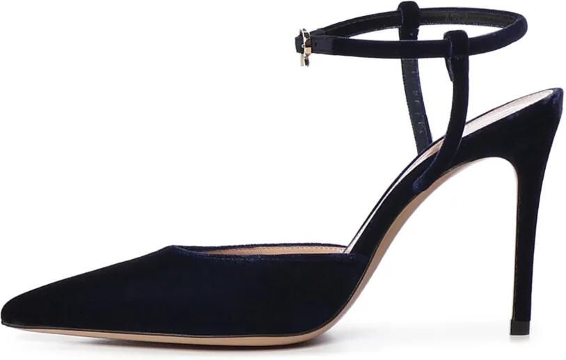 Gianvito Rossi Pumps met enkelbandje en puntige neus Blauw - Foto 4