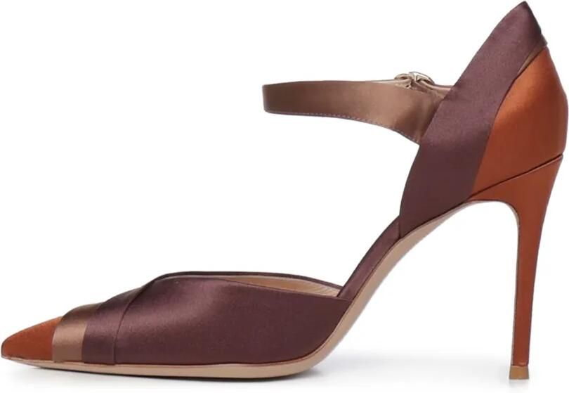Gianvito Rossi Pumps met hak puntige neus en gesp Bruin - Foto 4
