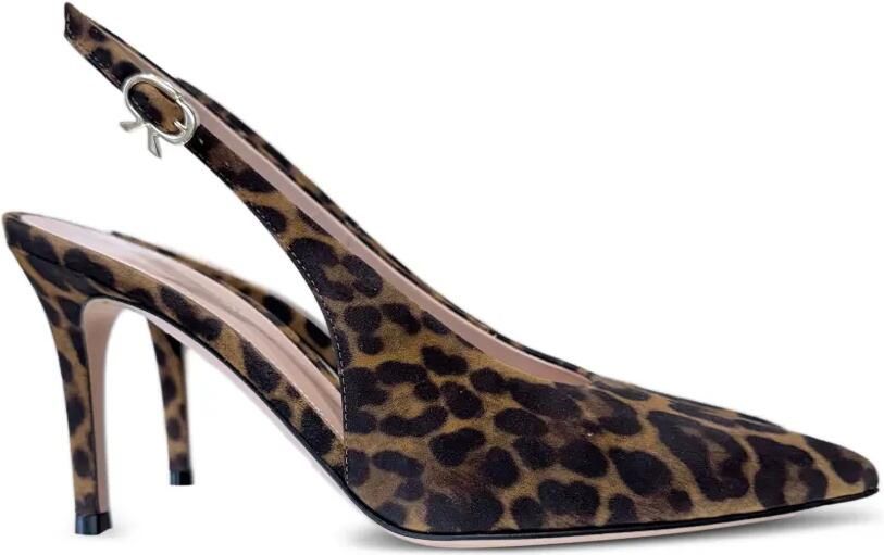 Gianvito Rossi Robbie Sling leopard-print pumps Bruin