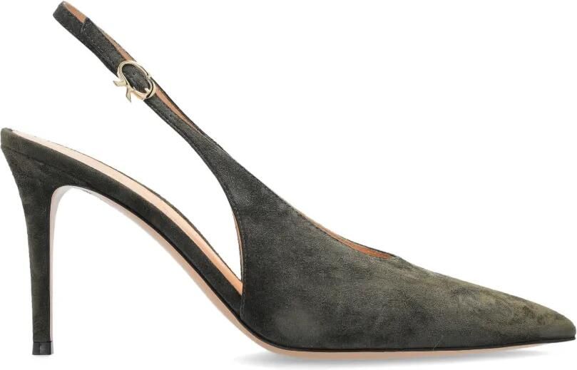 Gianvito Rossi Robbie suède slingback pumps Groen