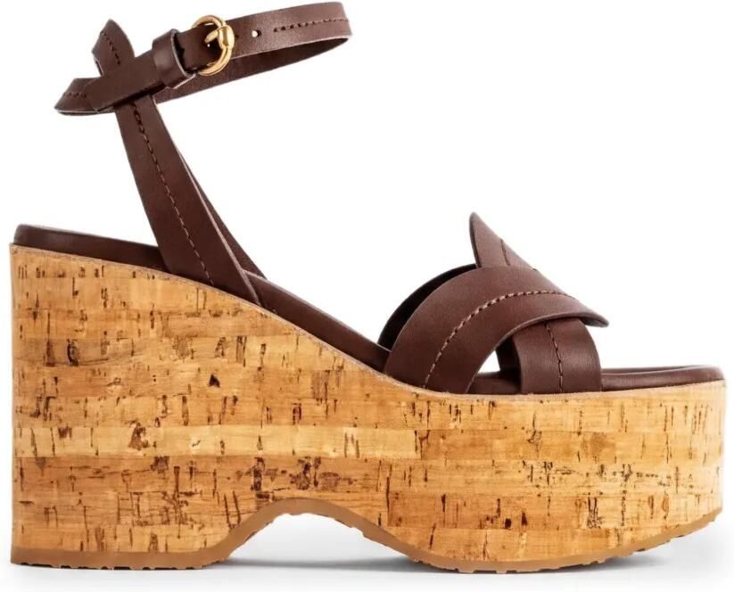 Gianvito Rossi Sandalen met plateauzool van kurk Bruin