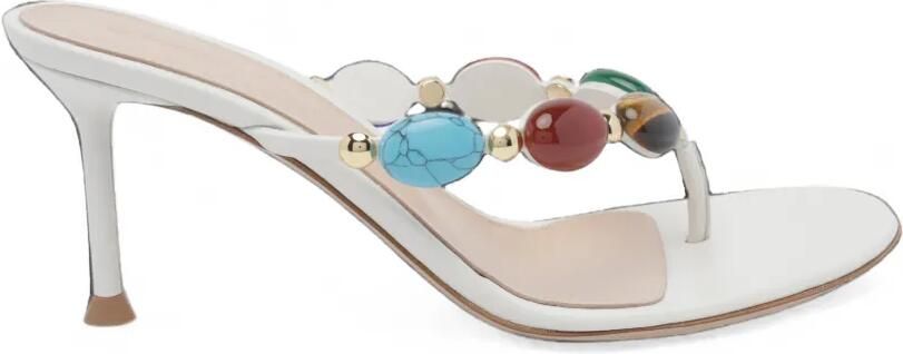 Gianvito Rossi Shanti verfraaide leren sandalen Wit