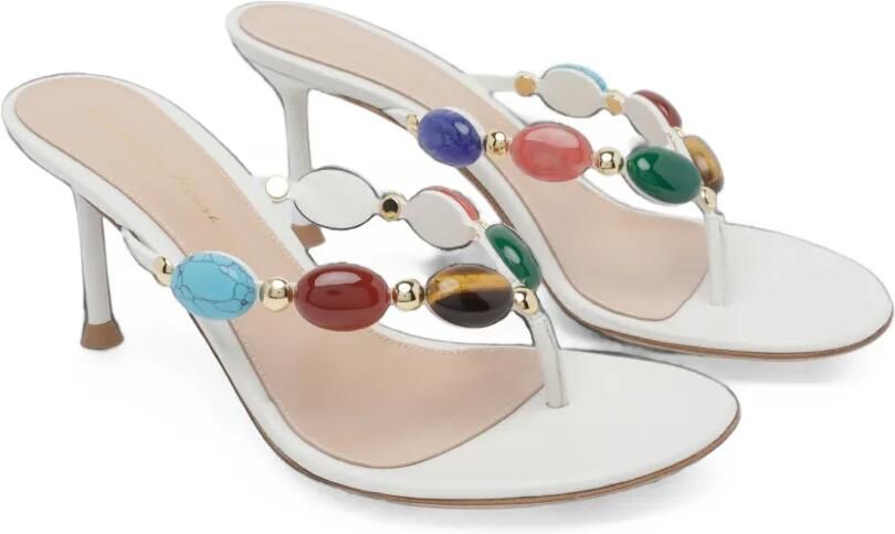 Gianvito Rossi Shanti verfraaide leren sandalen Wit - Foto 3