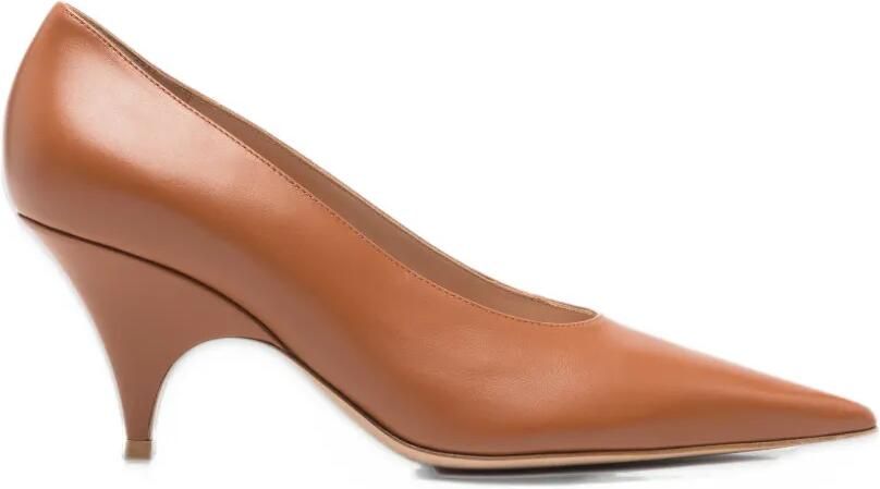 Gianvito Rossi Sofia pointed-toe leather pumps Bruin