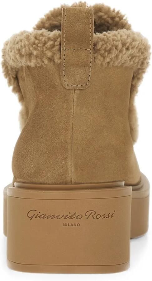 Gianvito Rossi Suède enkellaarzen met lammy afwerking Beige - Foto 4