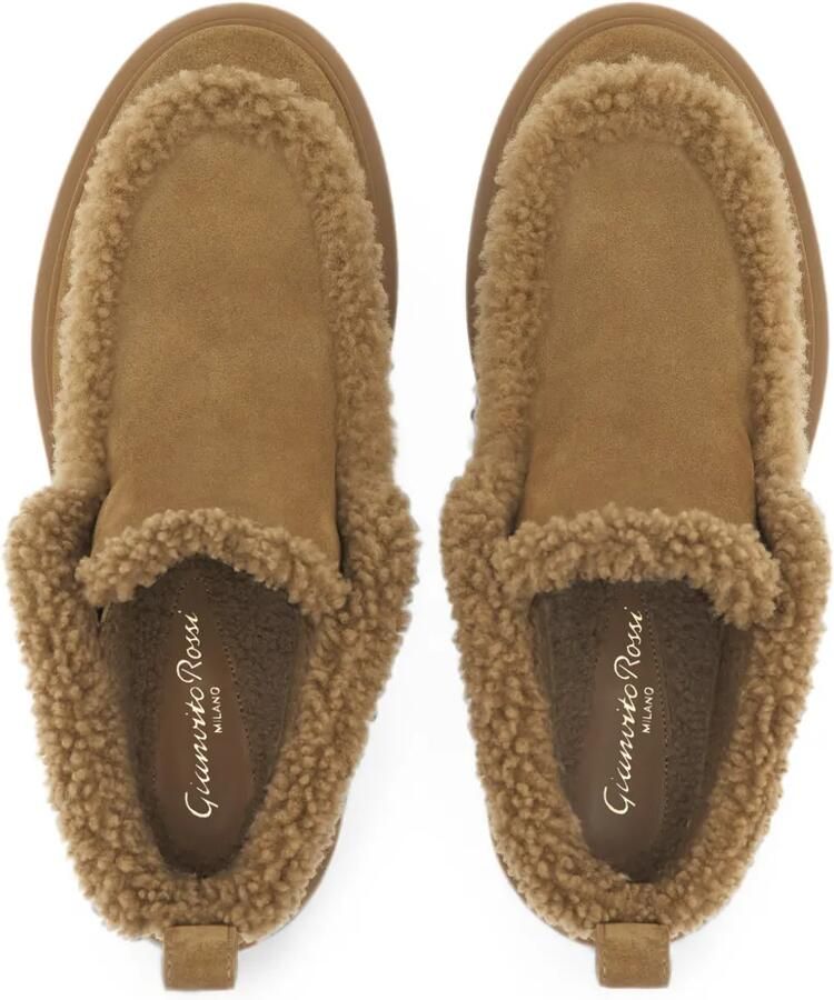 Gianvito Rossi Suède enkellaarzen met lammy afwerking Beige - Foto 2