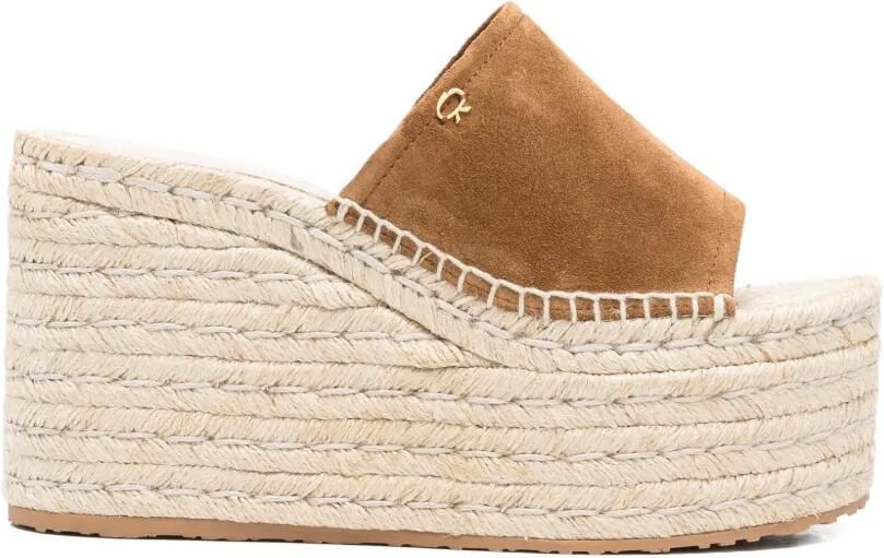 Gianvito Rossi Suède espadrilles met hak Bruin