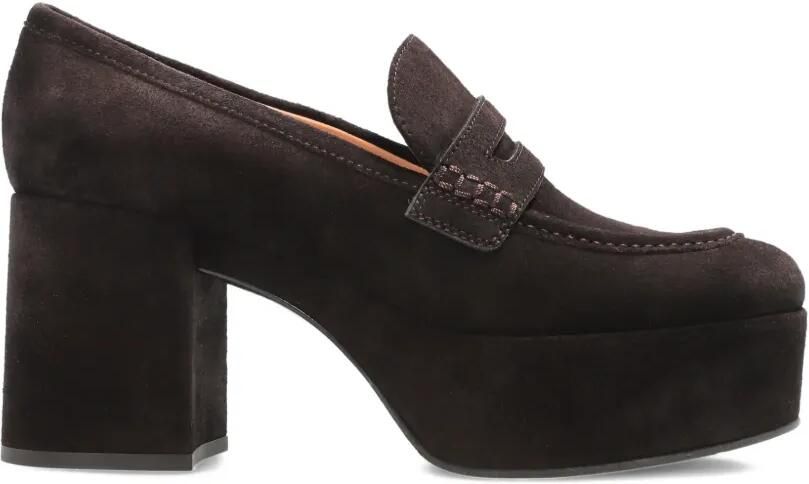 Gianvito Rossi Suède loafers met plateauzool Bruin