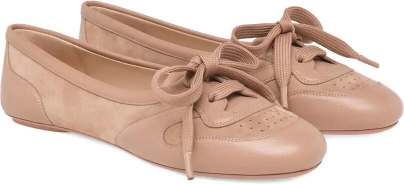 Gianvito Rossi Vault ballerina's met veters Beige - Foto 4