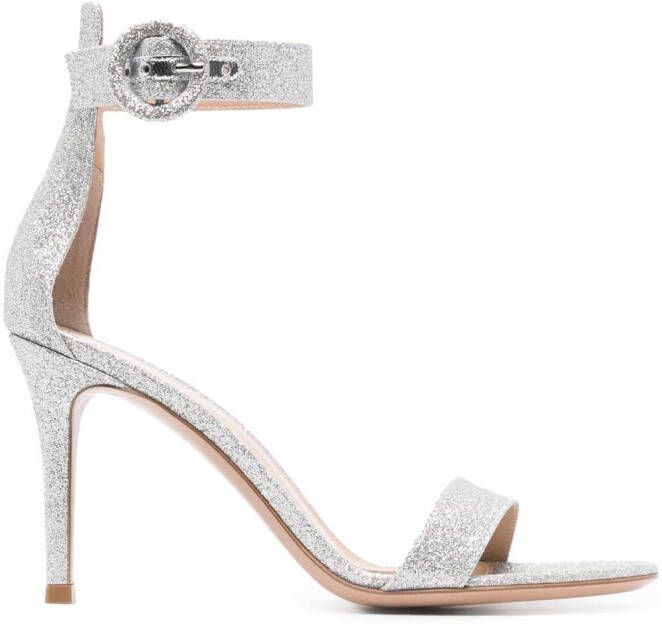 Gianvito Rossi Sandalen met glitter Zilver