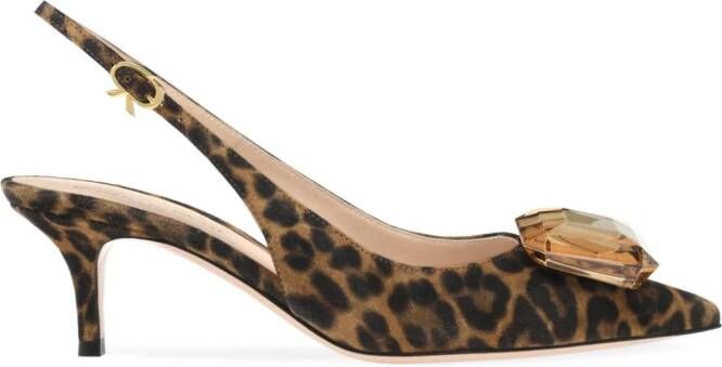 Gianvito Rossi Jaipur 55 mm pumps met luipaardprint Bruin