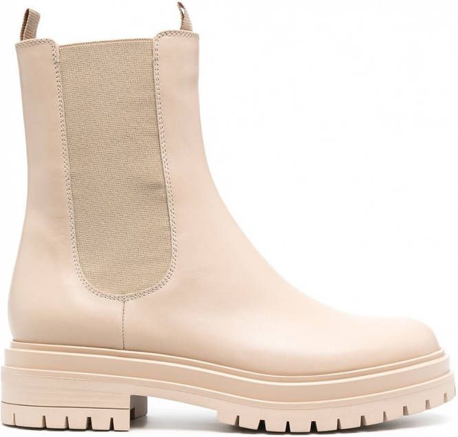 Gianvito Rossi Leren combat boots Beige