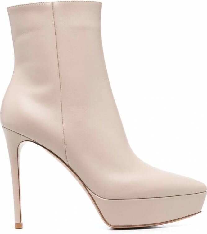 Gianvito Rossi Leren enkellaarzen Beige