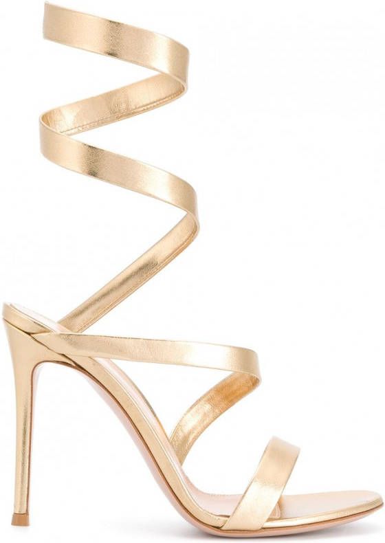 Gianvito Rossi Leren slippers Goud