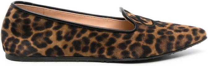 Gianvito Rossi Loafers met luipaardprint Bruin