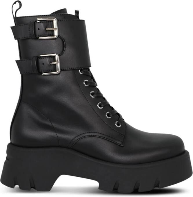 Gianvito Rossi Marloe leren combat boots Zwart