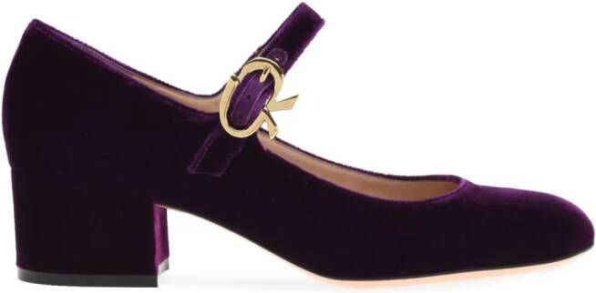 Gianvito Rossi Mary Ribbon 45 mm fluwelen pumps Paars