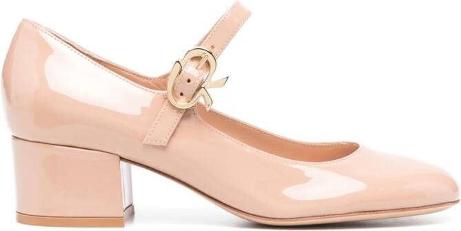 Gianvito Rossi Mary Ribbon pumps van lakleer Beige