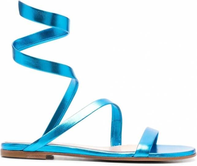 Gianvito Rossi Metallic sandalen Blauw