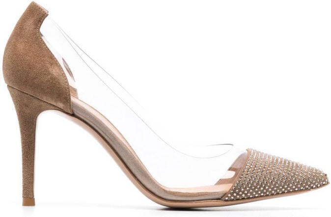 Gianvito Rossi Plexi pumps met puntige neus Beige