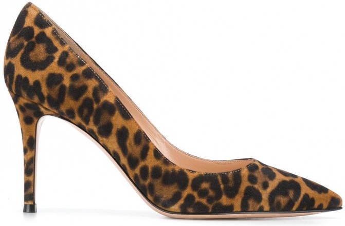 Gianvito Rossi Pumps met luipaardprint Bruin