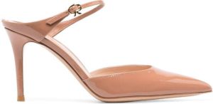 Gianvito Rossi Ribbon lakleren muiltjes Beige
